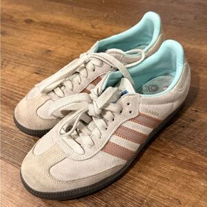 Adidas Samba Sneakers in Cream Pink and Brown sz 5 fits like US 6
